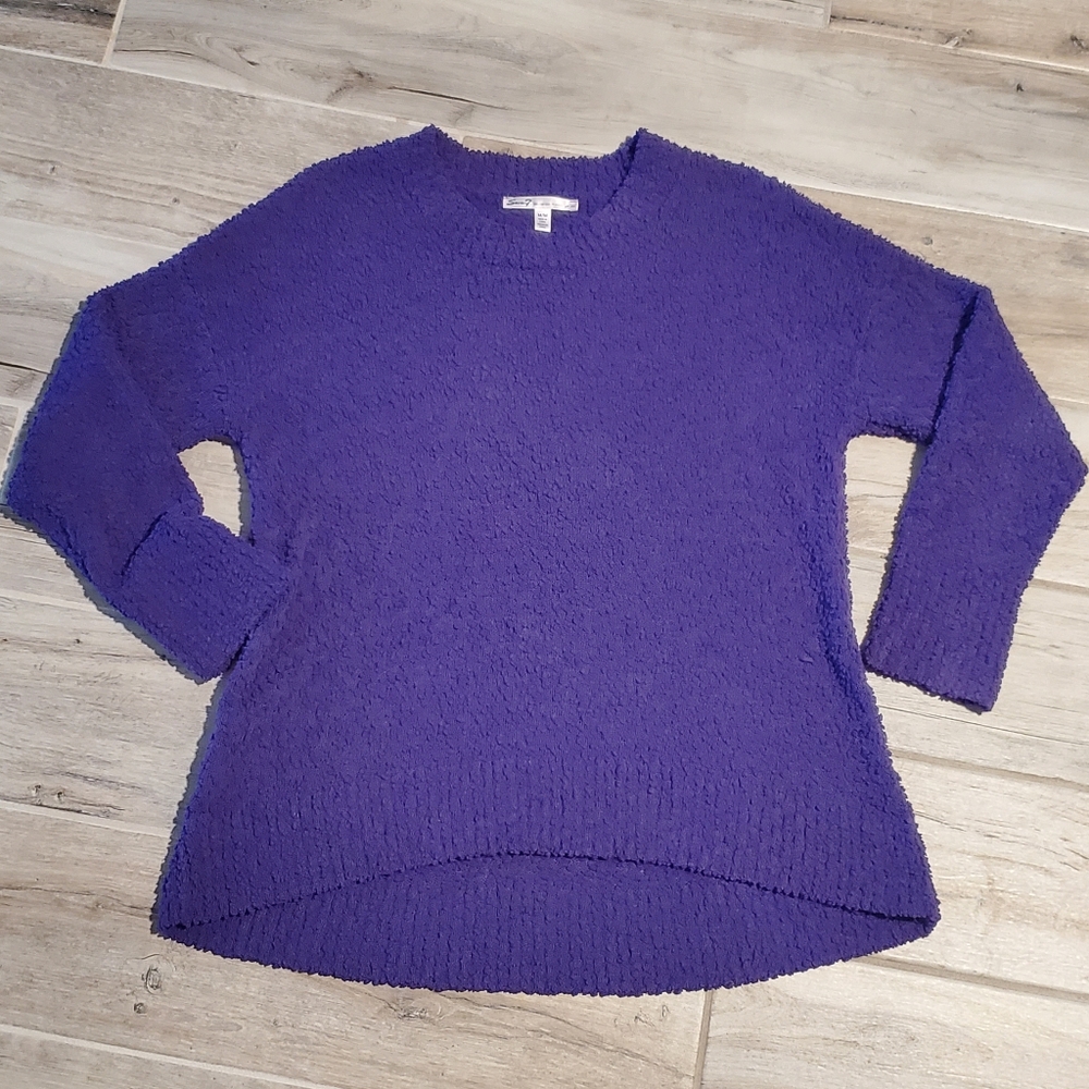 Seven7 Chenille Pullover Sweater Purple Womens Sz Med Popcorn Knit Texture